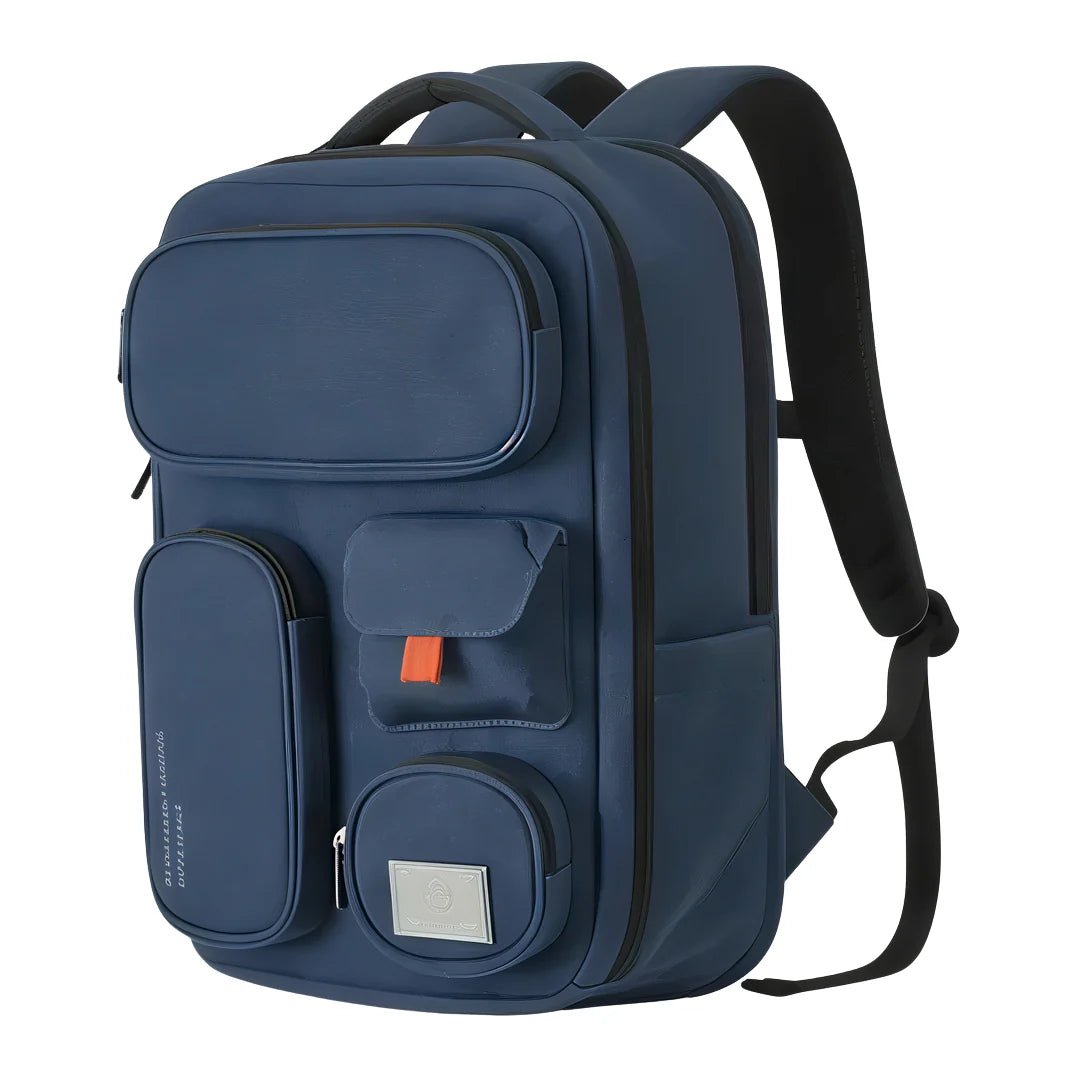 Sac à dos navy blue avec poches extérieures et bretelles rembourrées pour femme Elegance XL