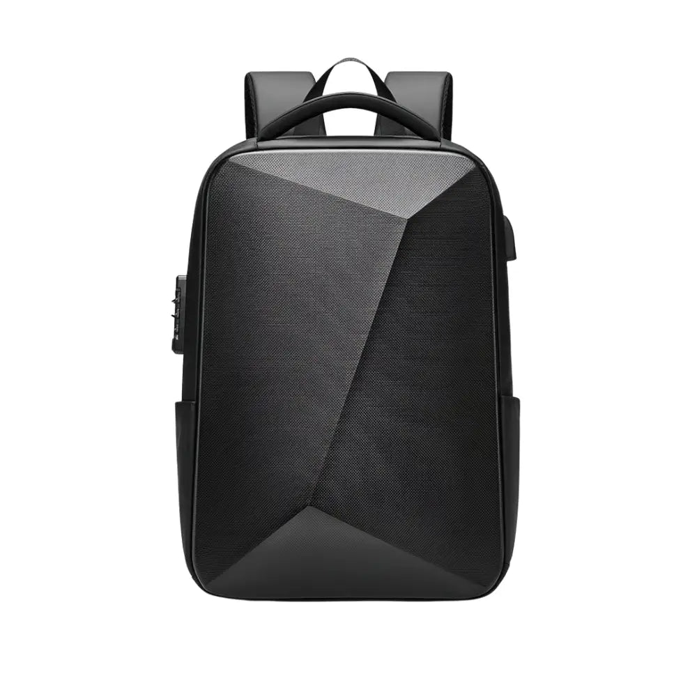 Sac à dos antivol ordinateur 16 pouces TechShield avec coque rigide géométrique noire