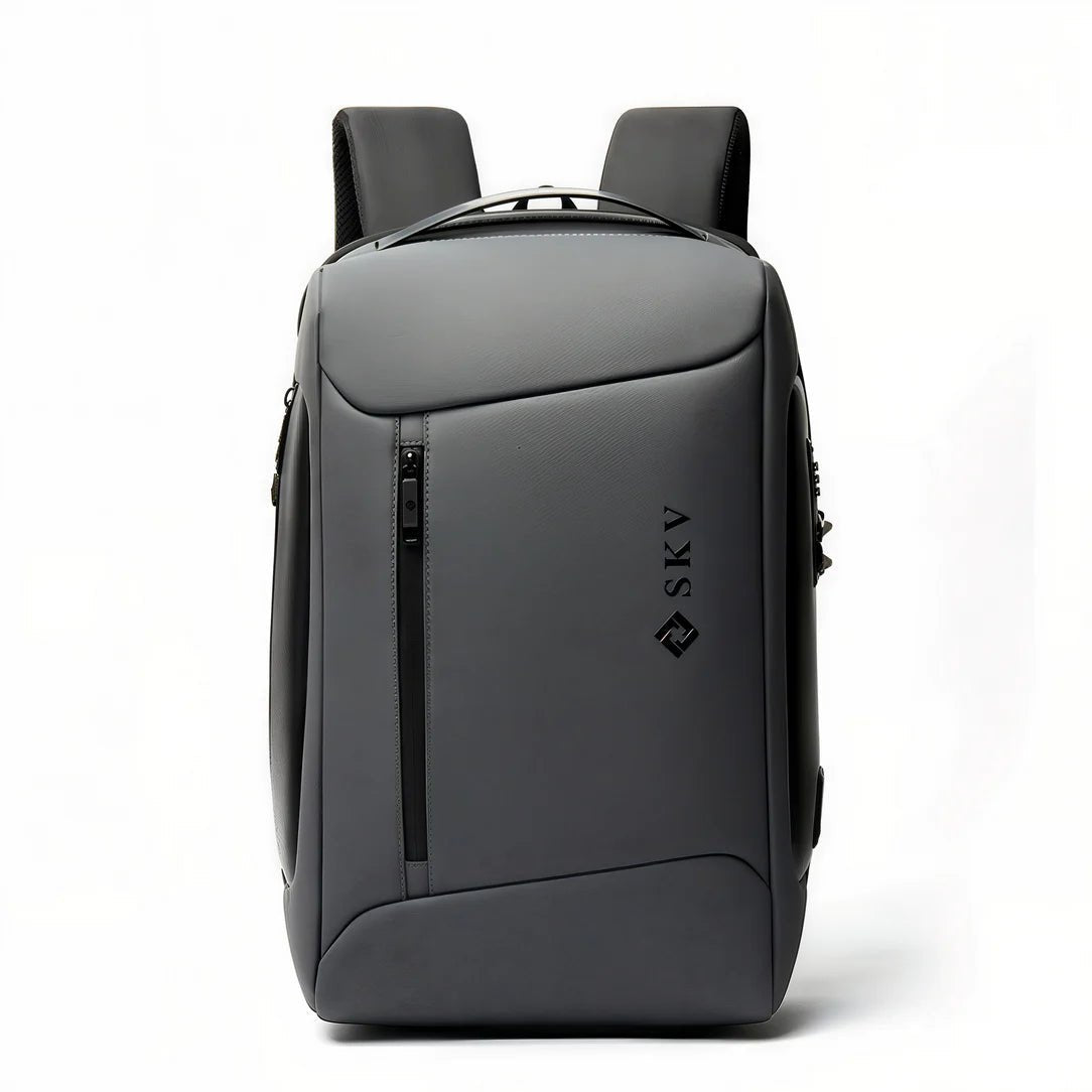 Sac à dos antivol SKV SafeGuard en gris foncé, étanche, avec poche secrète et anti-vol