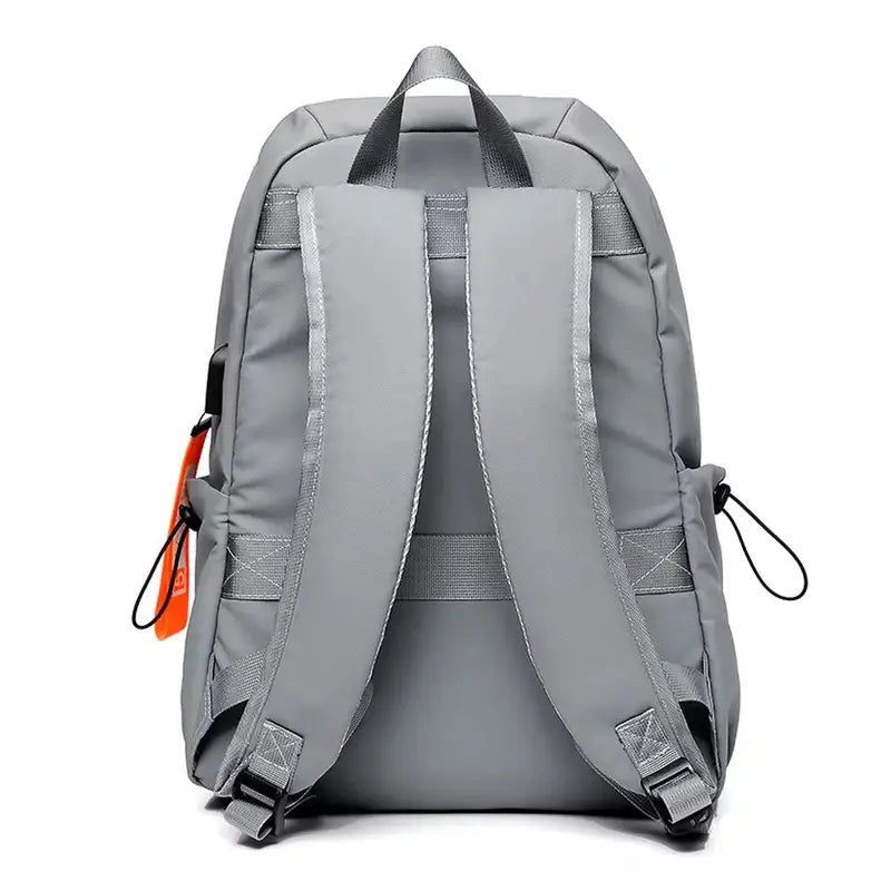 Sac à dos de lycée gris avec bretelles ajustables et poignée supérieure