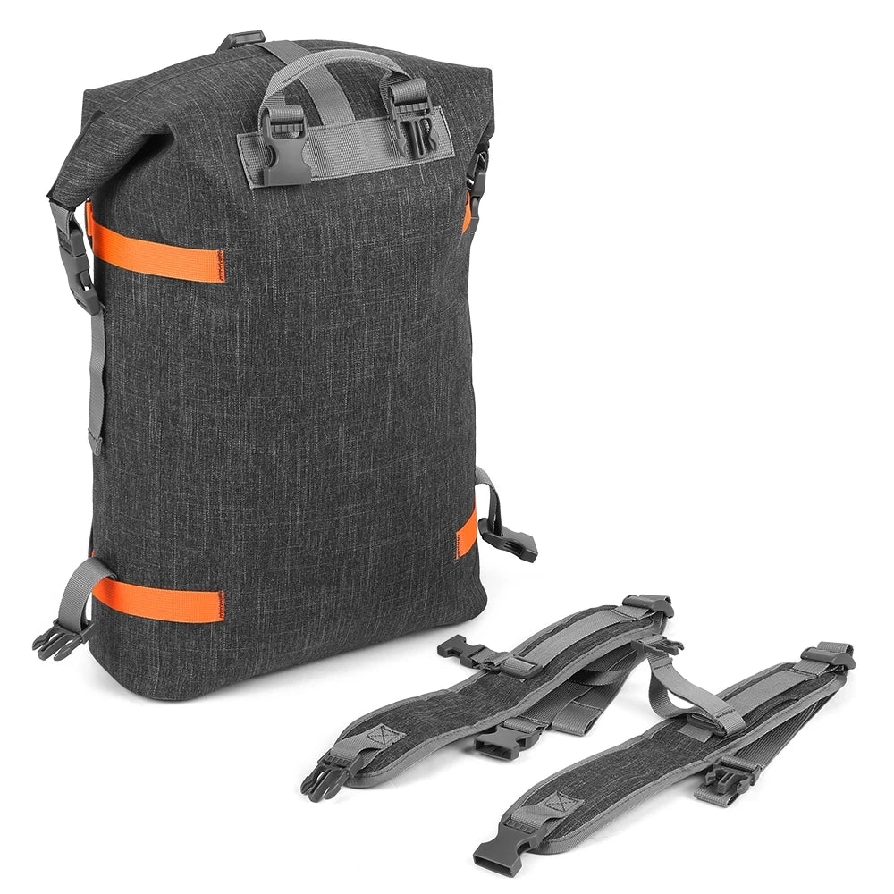 Sac à dos étanche 20 L en gris foncé avec bretelles amovibles et roulettes