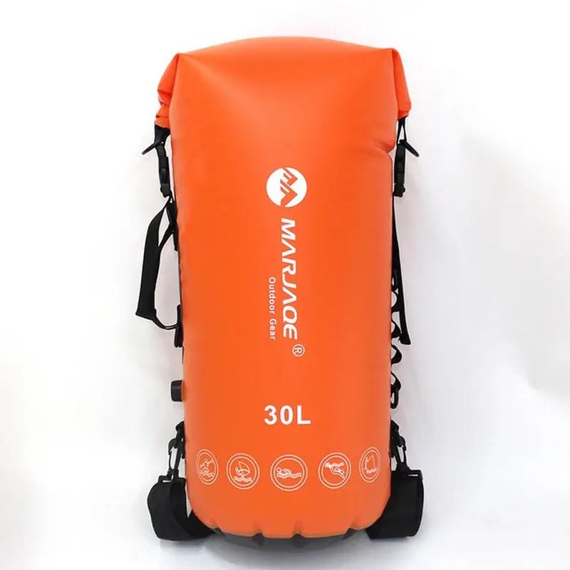 Sac à dos étanche 30l orange avec bandoulière, imperméable et durable