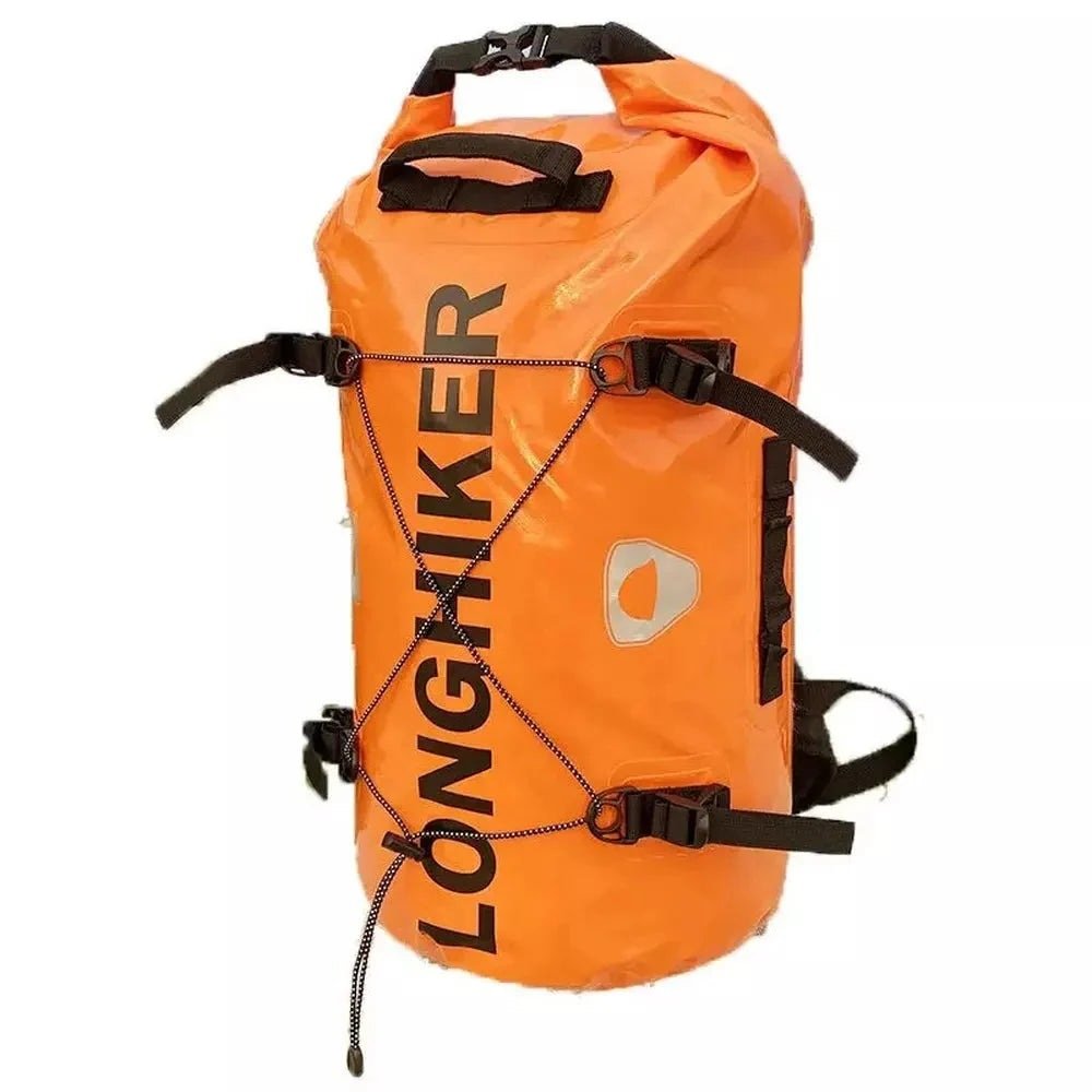 Sac à dos étanche de trail 30L avec sac étanche orange, bretelles réglables et laçage élastique