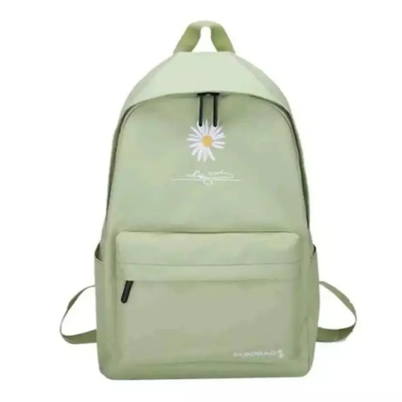 Sac à dos fille 10 ans vert clair avec design de marguerites