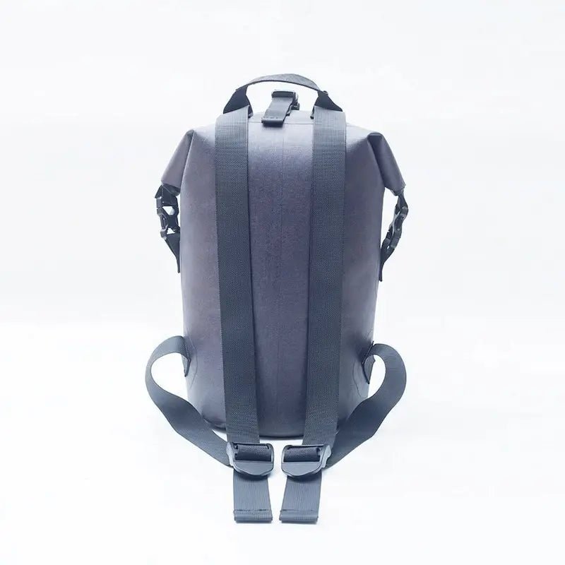 Sac à dos imperméable 15 litres en gris foncé avec bretelles noires résistantes à l’eau