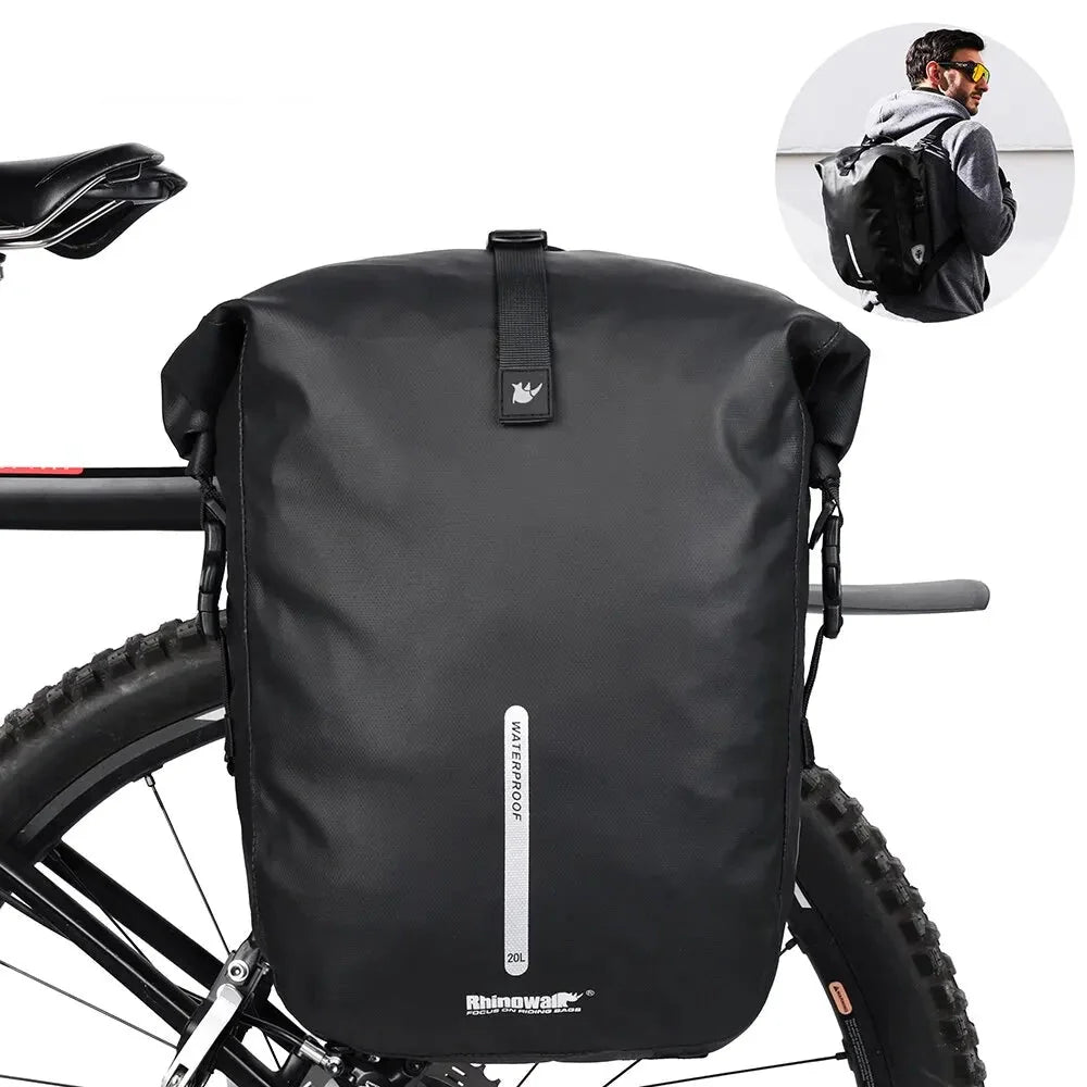 Sac à dos imperméable vélo avec sacoche de vélo noir résistante à l’eau