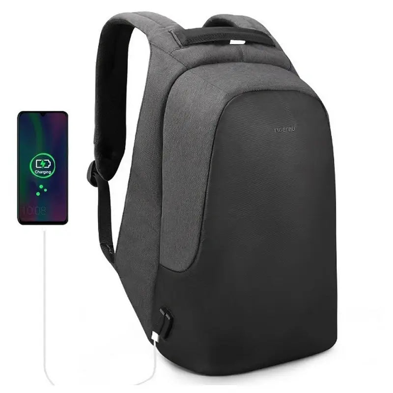 Sac à dos laptop moderne antivol avec port de chargement USB externe et smartphone en charge
