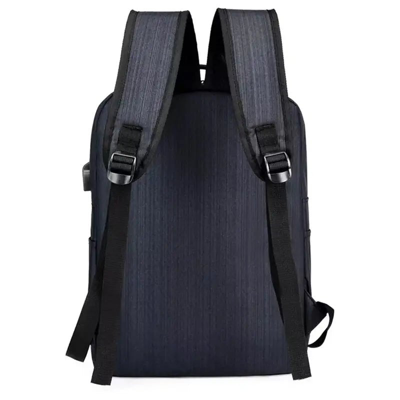 Sac à dos minimaliste pour PC 14 pouces en tissu texturé bleu foncé avec bretelles ajustables