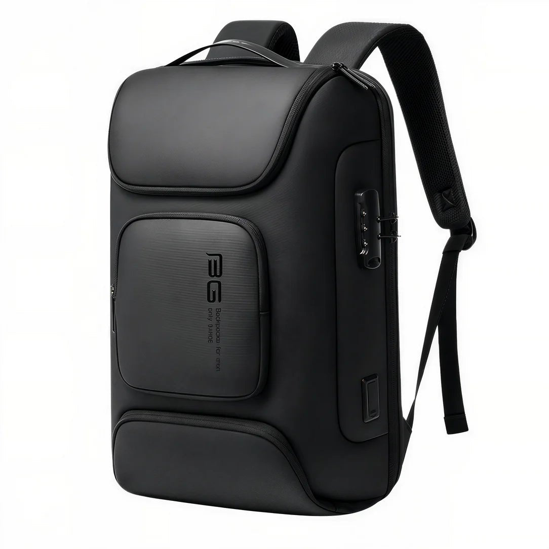 Sac à dos multipoches antivol IronPack noir avec verrou intégré et port de charge externe
