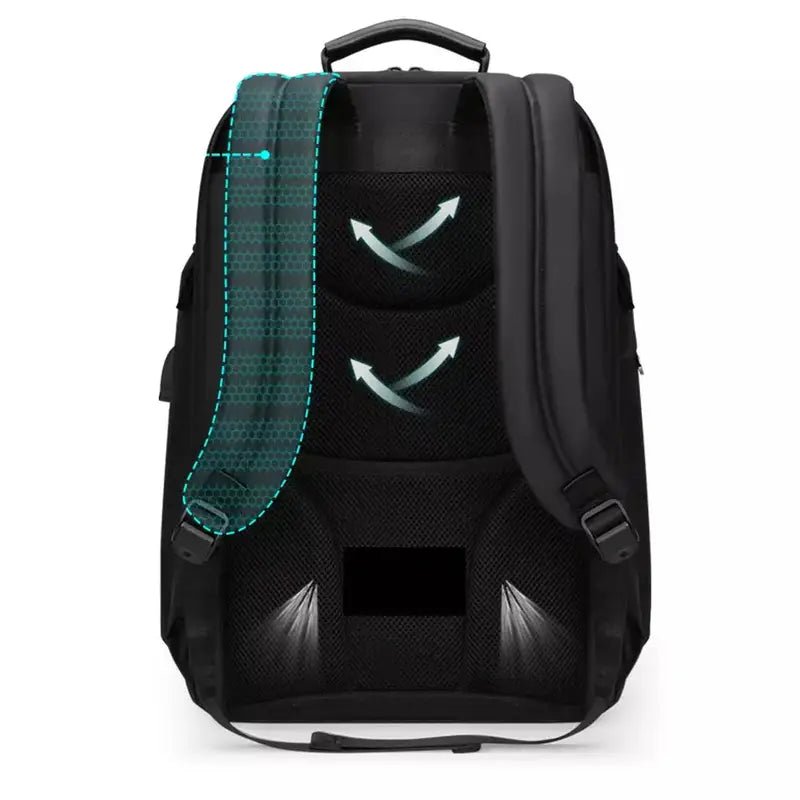 Sac à dos ordinateur 15 pouces noir avec panneau dorsal et bretelles respirantes