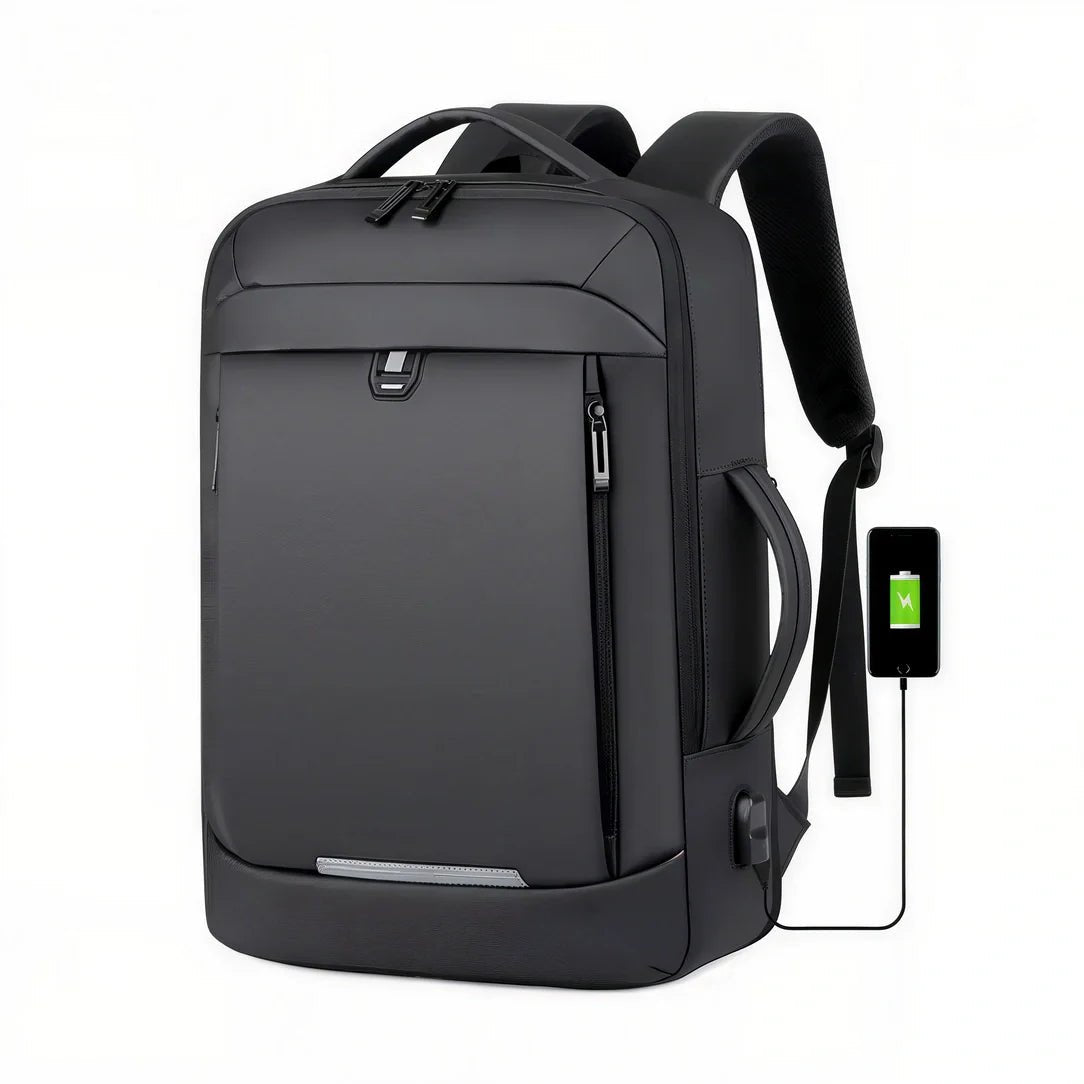 Sac à dos ordinateur extensible 17 pouces sombre avec compartiments et port USB externe