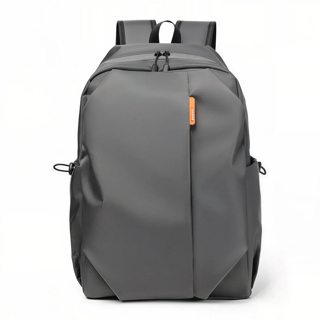 Sac à dos pour le collège Pack’nGO minimaliste gris foncé avec accent orange