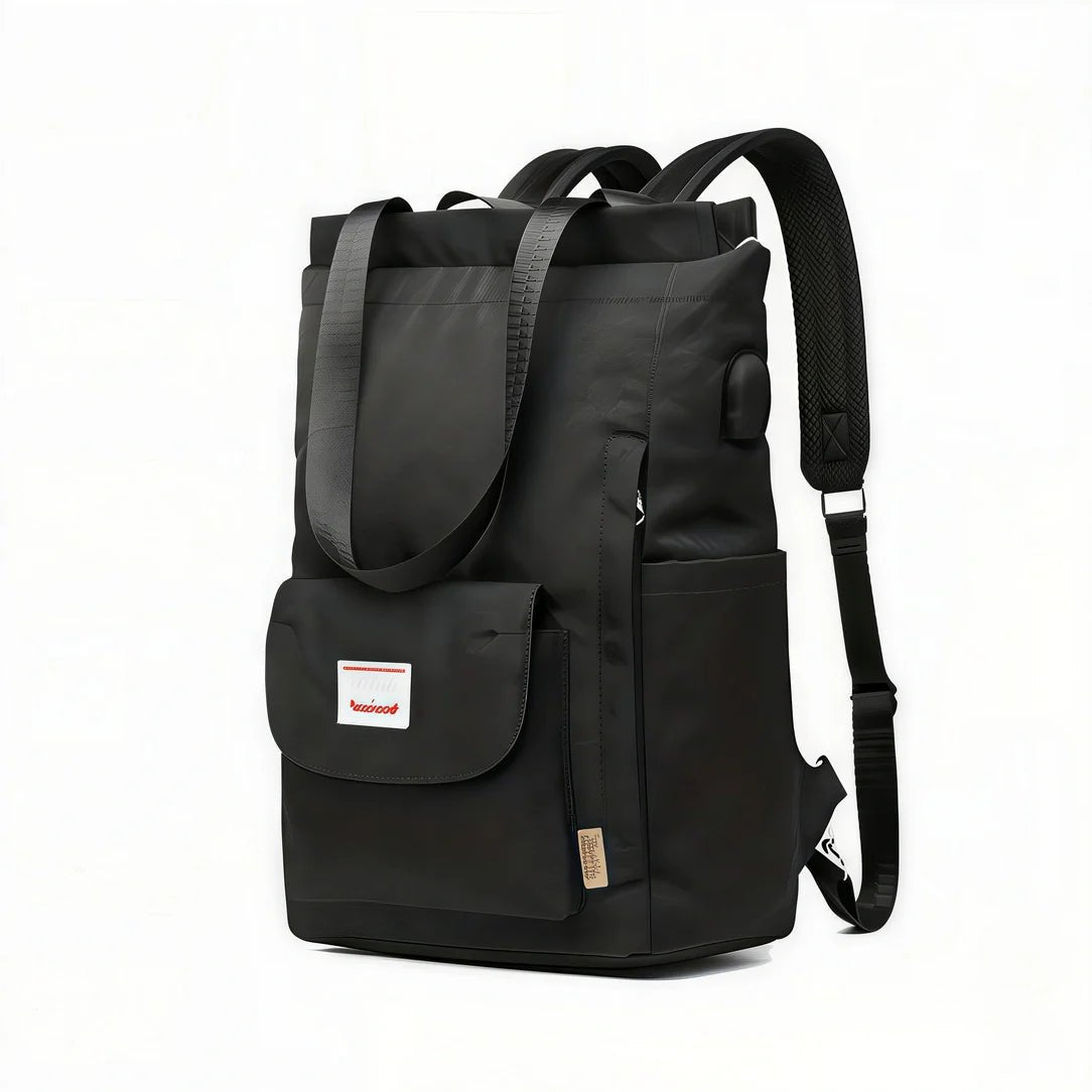 Sac à dos pour PC 15,6 pouces léger en toile noire avec poches multiples et bretelles