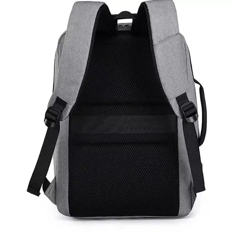 Sac à dos pour PC portable gris avec bretelles ajustables et panneau dorsal en mesh respirant