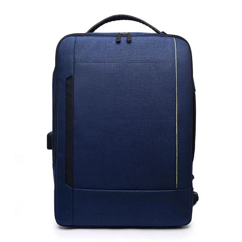 Sac à dos rectangulaire pour PC 15,6 pouces en bleu marine avec poignée et zips