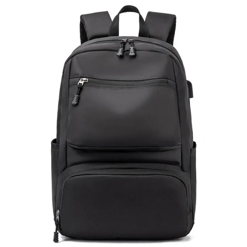 Sac d école collège garçon avec sac à dos noir à multiples poches, bretelles rembourrées et port de chargement USB