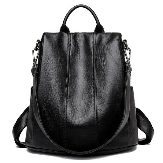 Grand sac à dos cuir noir femme