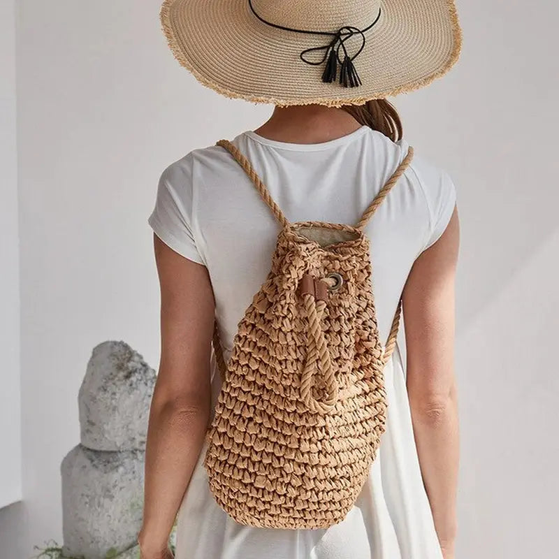 Sac à dos en paille chic femme