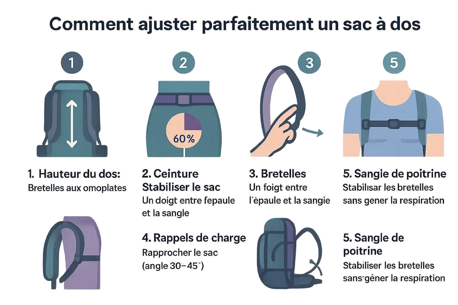 Illustration d'ajustement d'un sac à dos