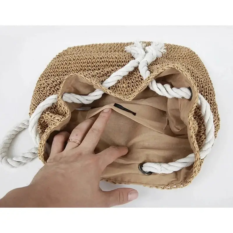 Sac à dos paille tressée