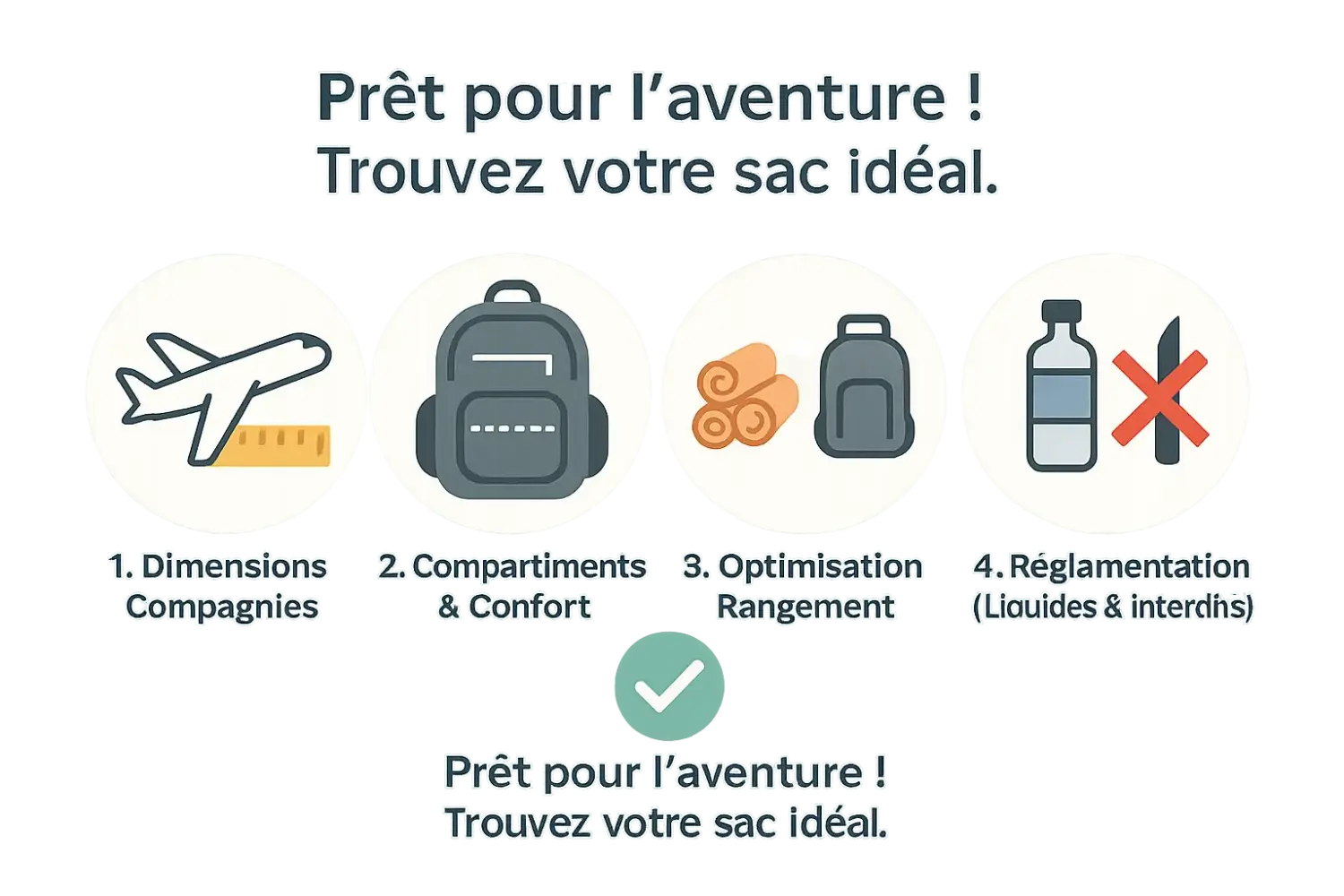 Illustration d'un sac à dos cabine ouvert avec rangement optimisé