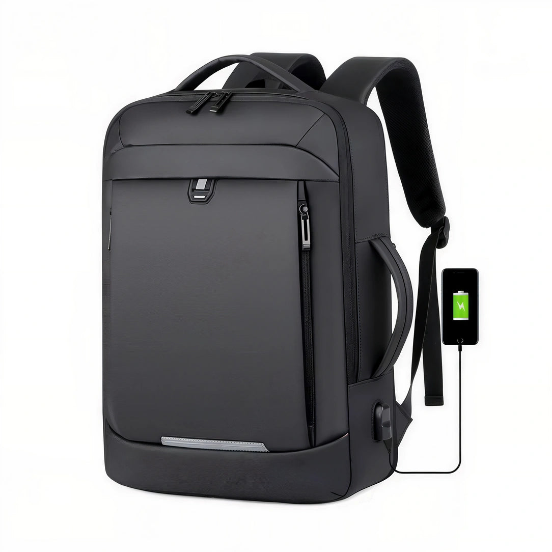 Sac à dos ordinateur extensible (17 pouces) noir brillant