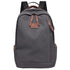 Sac à dos garçon d’école classique gris foncé avec accents en cuir marron et multiples poches