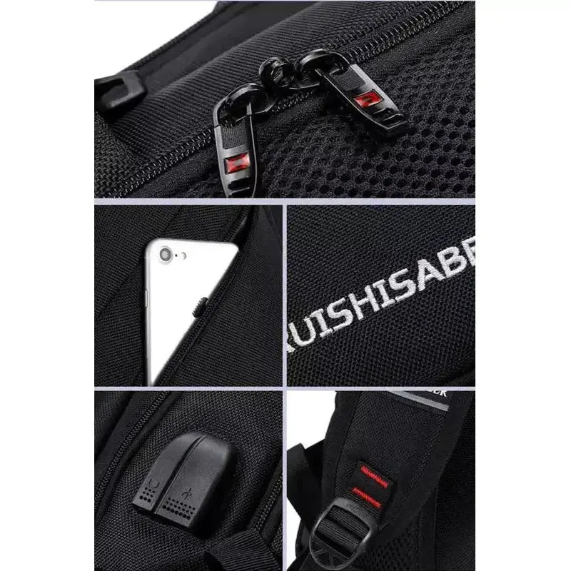 Sac à dos homme de haute densité noir avec plusieurs compartiments et port USB intégré