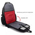 Cartable homme multifonction noir et gris avec poche en mesh rouge et compartiment pour ordinateur portable, ouverture plate à 90 degrés