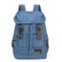 Sac à dos en toile bleu clair avec bretelles en cuir brun et boucles pour homme style décontracté