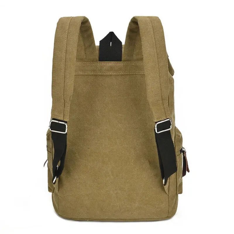 Sac à dos en toile kaki avec bretelles noires pour homme style décontracté