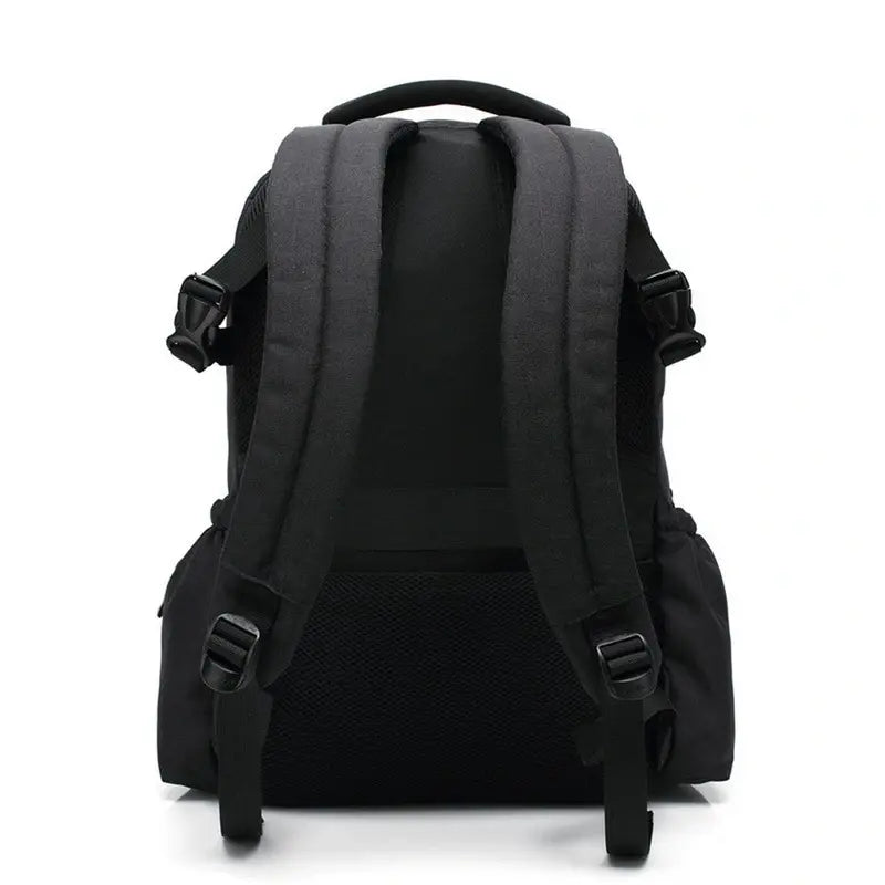 Sac à dos noir d’école en tissu avec bretelles rembourrées et panneau dorsal padding