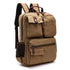 Cartable travail homme en toile beige avec poches extérieures et accents en cuir marron