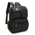 Sac à dos en toile noire pour homme avec poches extérieures et accents en cuir marron