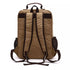 Sac à dos en toile beige avec bretelles marron foncé et poches latérales en mesh
