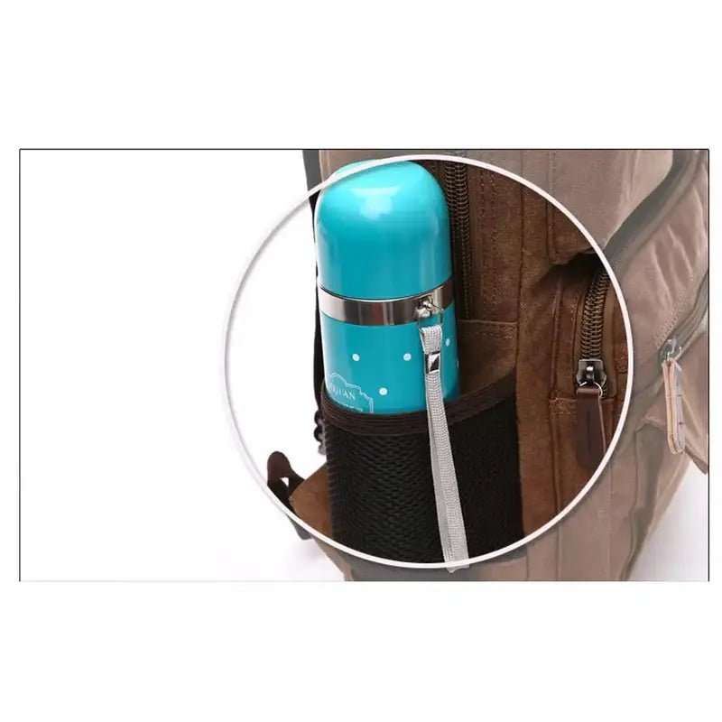 Thermos à deux étages bleu clair à pois blancs avec sangle en métal pour Cartable Travail Homme