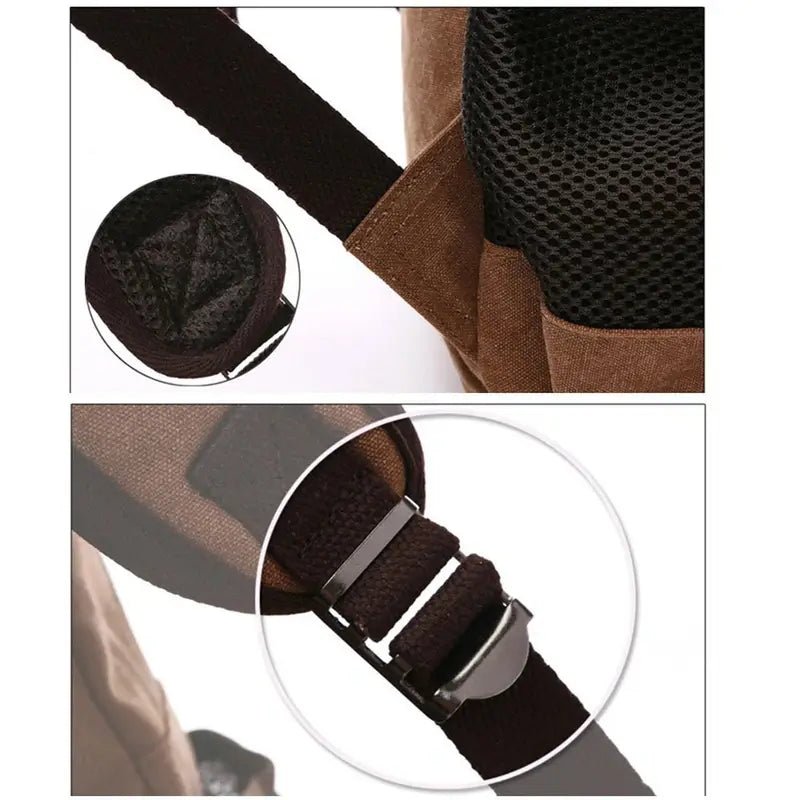 Vue rapprochée de la sangle, doublure en mesh et boucle réglable du Cartable travail homme