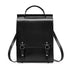Sac à dos vintage en cuir noir avec poignée supérieure et boucles avant