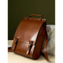 Sac à dos vintage en cuir marron avec rabat et boucles pour le Cartable vintage en cuir