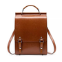 Sac à dos vintage femme en cuir ciré marron avec poignée supérieure et bretelles ajustables sac à dos ordinateur apolline