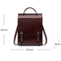 Sac à dos ordinateur vintage femme ciré apolline en cuir marron foncé avec forme rectangulaire structurée et bretelles ajustables