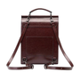 Sac à dos ordinateur en cuir ciré bordeaux à forme rectangulaire avec double bretelles réglables et poignée dessus