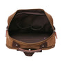 Cartable vintage homme en toile marron avec intérieur marron foncé et accents cuir
