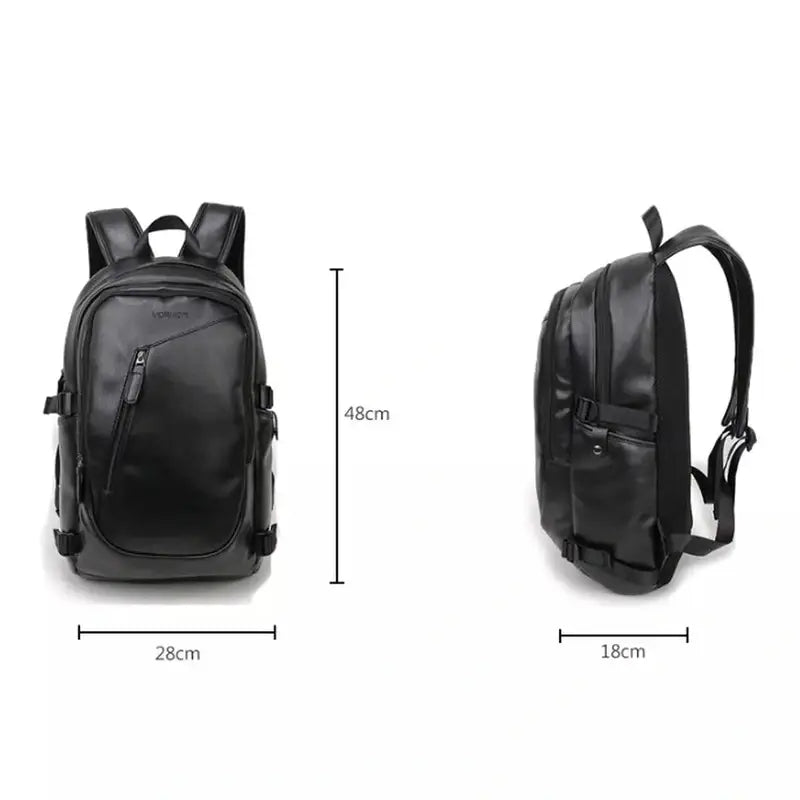Sac à dos en cuir noir homme avec plusieurs compartiments et bretelles ajustables