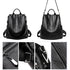 Sac à dos en cuir noir femme avec options de port multiples et hardware détaillé
