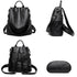 Sac à dos en cuir noir femme avec anti-vol et multiples options de port