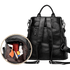 Sac à dos convertible en faux cuir noir pour femme Grand sac à dos cuir noir femme