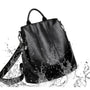 Sac à dos noir en faux cuir résistant à l’eau avec bandoulière pour femme Grand sac à dos cuir noir femme