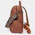 Sac à dos en cuir marron vintage avec bandoulière brodée détachable pour grand sac à dos cuir vintage
