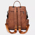 Sac à dos en cuir vintage brun avec bretelles ajustables et multiples poches zippées
